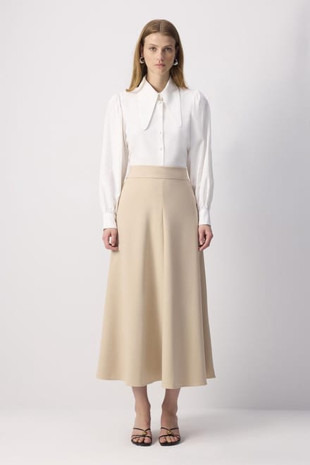 Touché Privé - Crêpe rok met volants - Beige - Dames