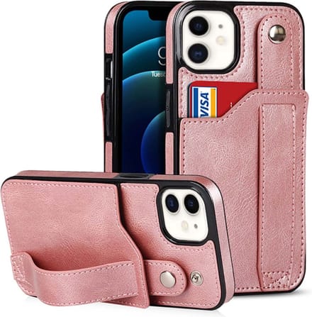 Smartphonica Leren Hoesje Met Pashouder voor iPhone 11 - Roze geschikt voor iPhone 11