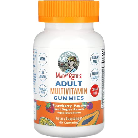 MaryRuth's, multivitamines pour adultes, fraise, papaye, saveur super punch, 60 bonbons gélifiés