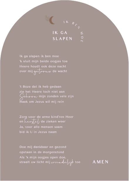 Poster A4 'Ik ga slapen, ik ben moe' oude versie op luxe papier - Taupe