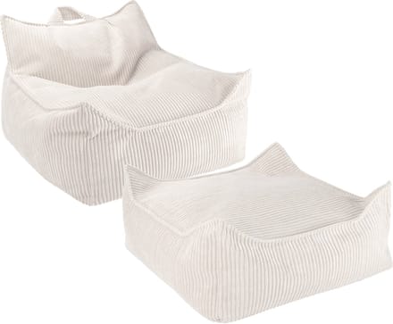 Wigiwama Beanbag Chair/Zitzak met Ottoman - Marshmallow