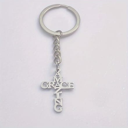 VANDAAG VERZONDEN - Sleutelhanger - Christelijk - Staal - 'Amazing Grace' - God