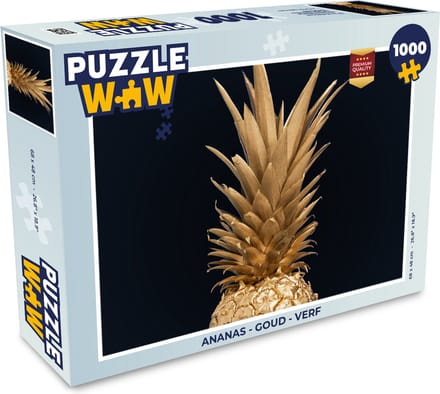 Puzzel Ananas - Goud - Verf - Zwart - Fruit - Luxe - Legpuzzel - Puzzel 1000 stukjes volwassenen