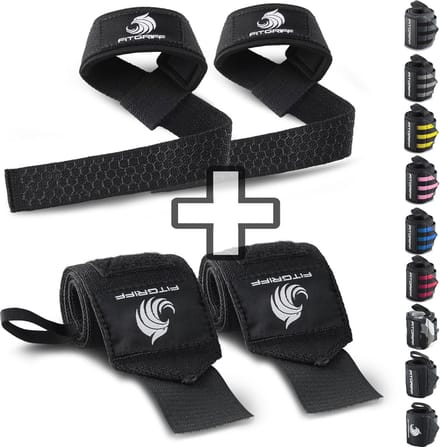 Wrist wraps + pulling aids set - perfect for strength training, fitness and bodybuilding