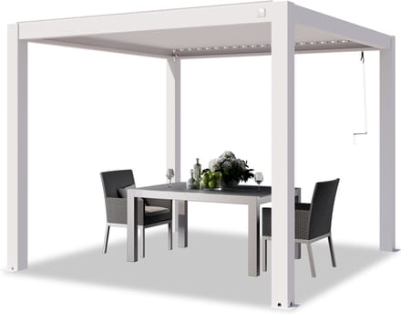 PRIMEYARD Pergola 3x3 m staanders van aluminium met aluminium lamellendak paviljoen wit