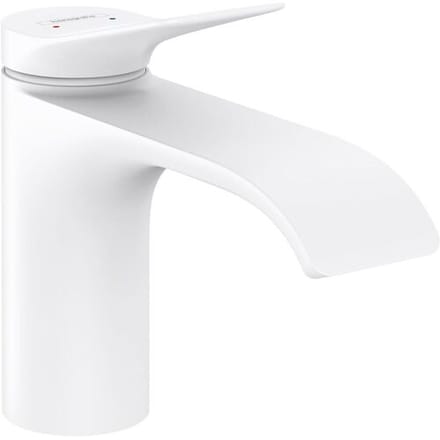 Hansgrohe VIVENIS 1 greeps wastafelkraan - 80 met trekwaste - mat wit