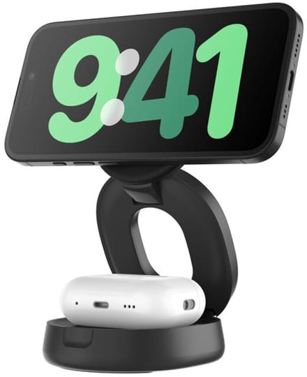 Belkin BoostCharge wireless charging stand - 2-in-1 Qi2 magnetic foldable - + AC power adapter - 15 Watt