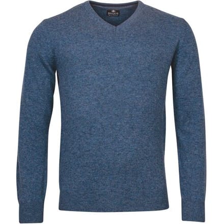 Baileys Trui V-Neck Lambswool Uni Color Single Knit Mid Denim Blue / male
