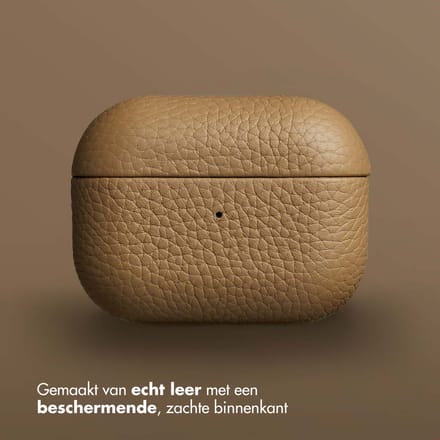 Accezz Echt Leren Case - Hoesje geschikt voor AirPods Pro - Taupe