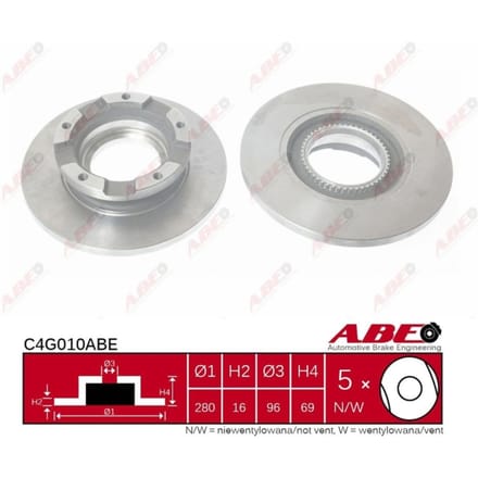 Remschijf ABE C4G010 achter, volledig, 1 Stuk