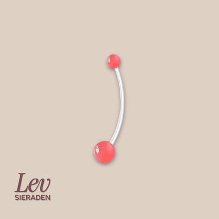 Lev Sieraden - 1.6x38mm Zwangerschapspiercing - Transparant Pink - UV acryl piercing - PTFE/Bioplast/Bioflex