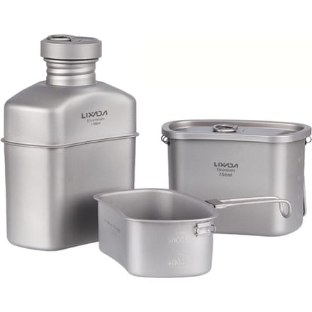 Lixada Titanium Waterfles Ultralichte Ketel Drinkfles met Camouflage Tas Buiten Type 2