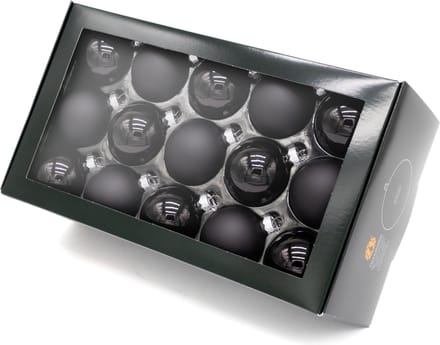 Muntel® Kerstballen Glas - 30 Stuks - Mix - Glas - Mat - Glans - Zwart