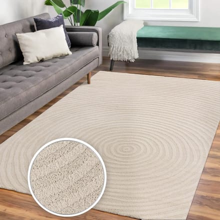 Woonkamertapijt eetkamer kortpolig Japandi Scandinavisch Boho boog zacht 3D 80 x 150 cm Rechthoek 80 x 150 cm Rechthoek beige