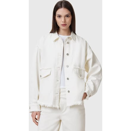 AllSaints Hettie Fray Shacket Off White Taglia: L | Sovracamicie Outlet | Donna | Bianco