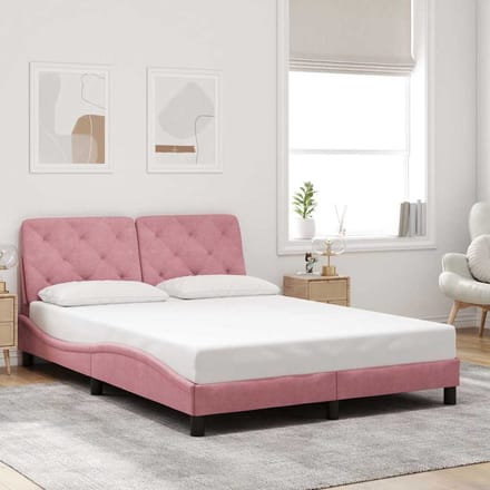 vidaXL - Bedframe - zonder - matras - fluweel - roze - 140x190 - cm