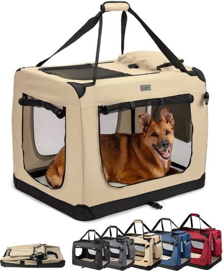 lionto transportbox, opvouwbaar, stevig & met kussen, 82x58x58 cm beige