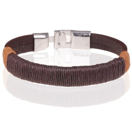 Bali Armband heren Bruin leer met Touw