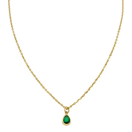 Essenza Green Drop Charm Necklace Gold