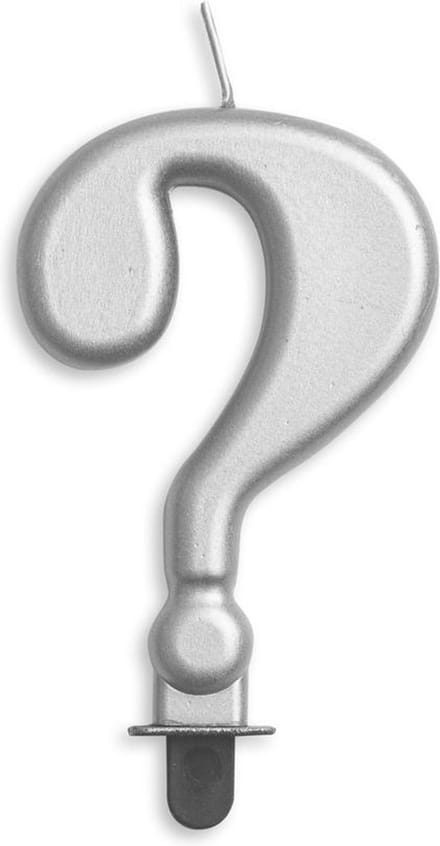 Wefiesta Verjaardagskaars Vraagteken 7,8 Cm Wax Zilver