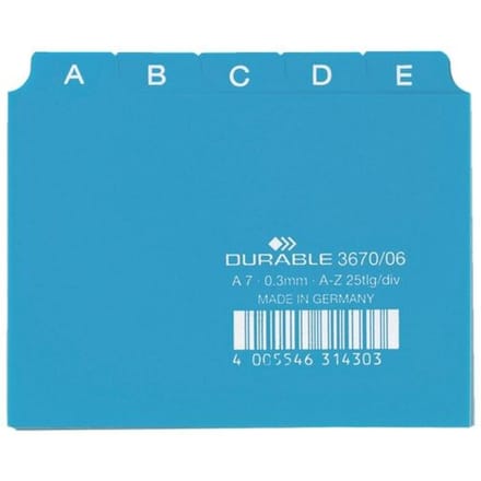 367006 - Alphabetic tab index - PVC - Blue - A7 - 0.3 mm - 105 mm
