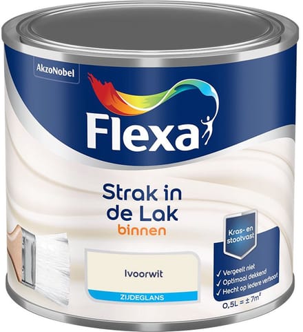 Flexa - Strak In De Lak Binnenlak Zijdeglans - Ivoorwit - Mengverf - 500 Ml