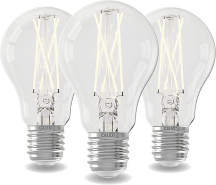 Calex - Set van 3 Stuks - Functionele LED Lamp - E27 Fitting - 4W - Warm Wit Licht (2700K) - 360° Lichtverdeling - Dag- en Nacht Sensor