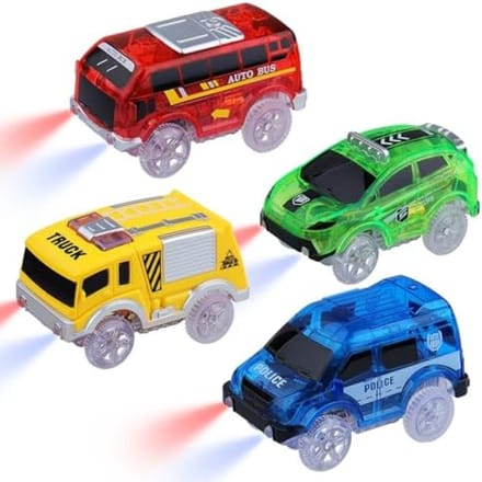 4 Gloeiende Raceauto's voor Speelgoedbaan - LED Verlichting