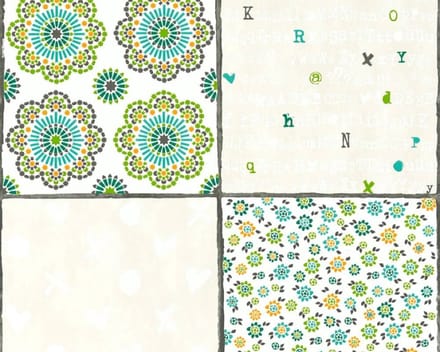 PATCHWORK TEGEL BEHANG - Creme Geel Groen - AS Creation COZZ
