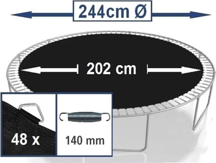 Springmat voor trampoline 244 cm geschikt voor 48 veren van 14 cm lengte
