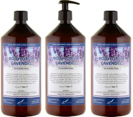 Bodylotion Lavendel 1 Liter - met gratis pomp - set van 3 stuks