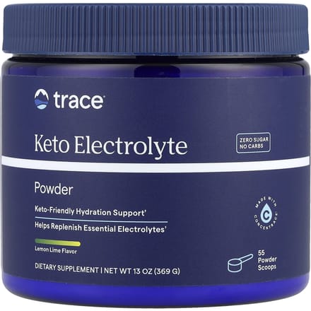 Trace, Poudre d'Électrolytes Keto, Sans Sucre, Saveur Citron-Citron Vert, 11,6 oz (330 g)