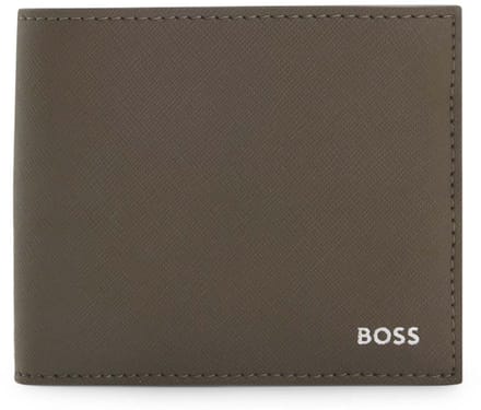 BOSS Leren kaarthoes Zair 8 CC Card Case Open Green kaki