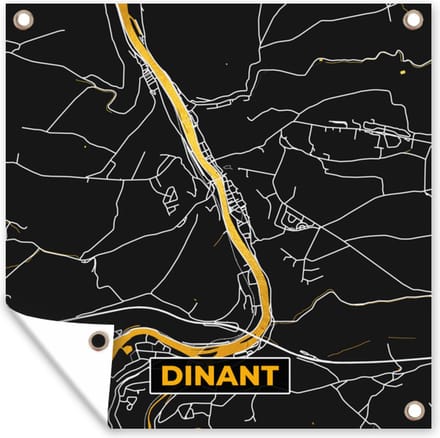 Tuindoek Stadskaart - Dinant - Gold - Kaart - Plattegrond - 100x100 cm