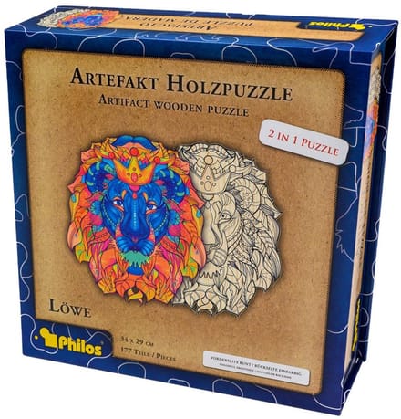 Philos houten puzzel dieren 2 in 1 Leeuw 177 stukjes.