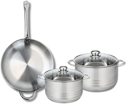 Set van 1 Koekenpan 32 cm en 2 braadpannen 20 en 24 cm Elo Profi Brillant
