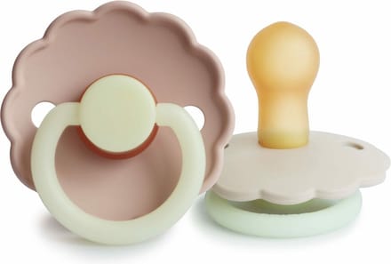 FRIGG Daisy Glow In The Dark Fopspeen - 2 Stuks - 0-6 Mnd - Cream/Blush