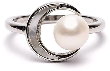 Verstelbare ring met parel en maan - ±2 cm - ±2 cm