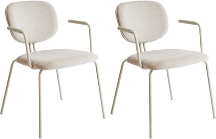 CARILLE - Eetkamerstoel set van 2 - Lichtbeige - Chenille