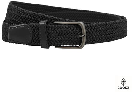 Boodz Gevlochten Elastische Riem Zwart | Maat