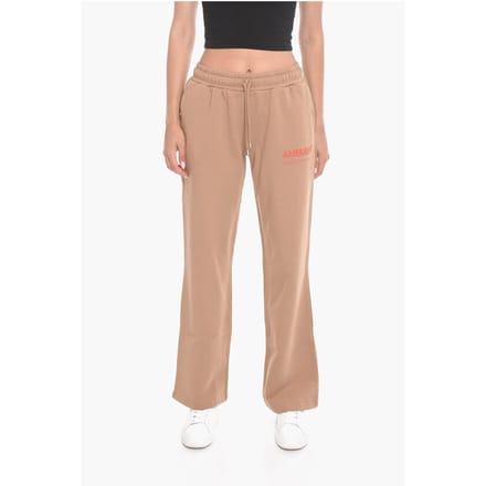 Wijde WORKSHOP-joggingbroek met logoprint in beige