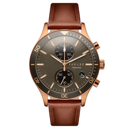 Aeris | Bruin Messing Chronograaf Horloge