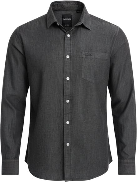 OMBRE Overhemd - Regular Fit - Katoen - Lange Mouw Zwart M
