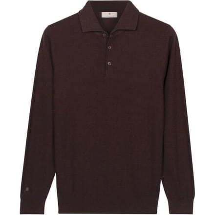 Thomas Maine Trui Solid Color Half Milano Knit Donker Bruin / male