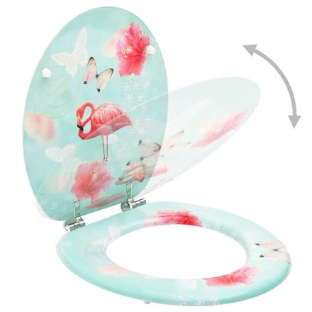 vidaXL - Toiletbril - met - deksel - flamingo - MDF