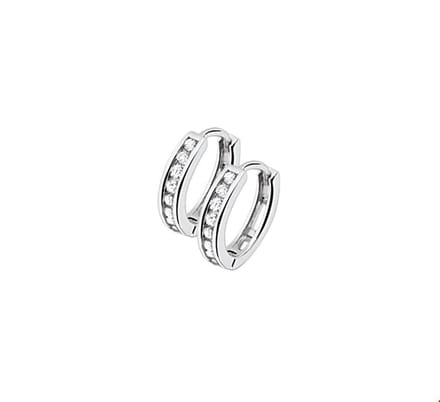 Zilver Gerhodineerde Klapoorringen zirkonia 1317737
