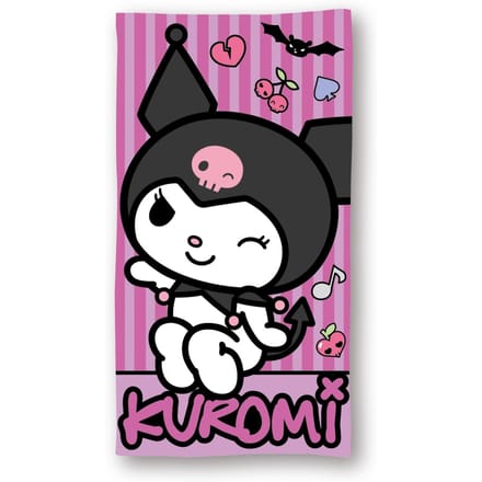 Kuromi strandlaken punk 70 x 140 cm polyester roze