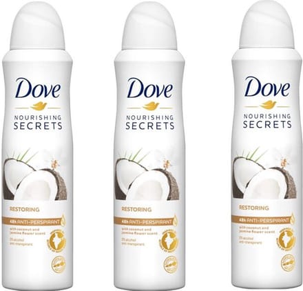 Dove Deo Spray - Restoring - 3 x 150 ml Kokos & Jasmijn