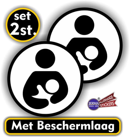Jerma - Kolfruimte - Stickers – Set 2 st. - zwart-wit – Ø 10 cm - Zelfklevend - Krasbestendig - Vinyl