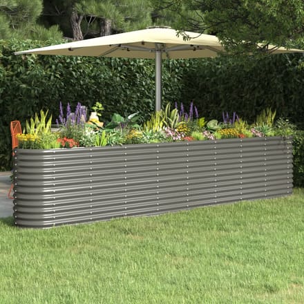 vidaXL - Plantenbak - 332x40x68 - cm - gegalvaniseerd - staal - grijs